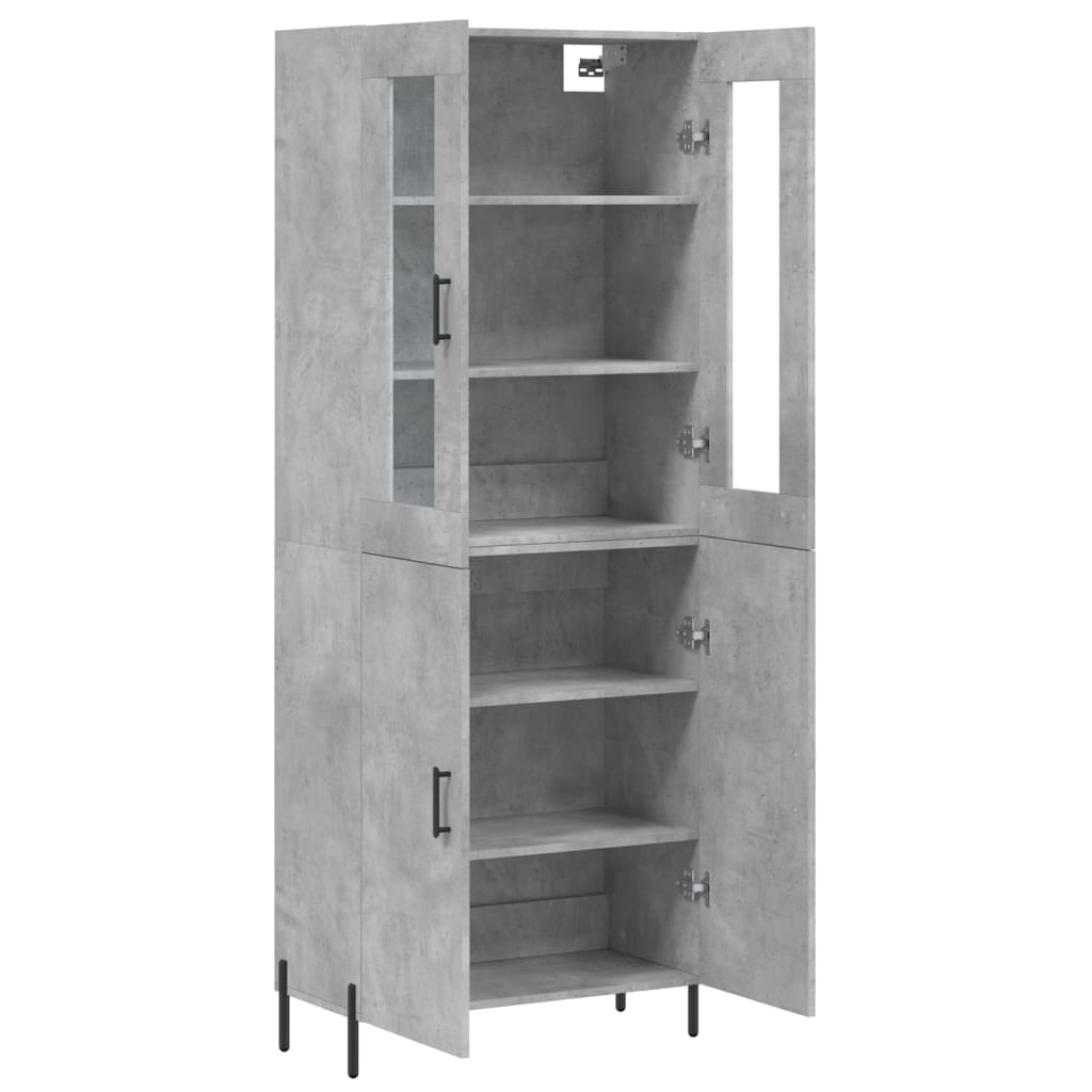 Aparador Alto Madera Contrachapada Gris Hormigón 69,5x34x180 Cm_3