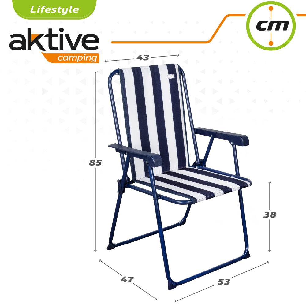 Silla Plegable Fija Rayas Marineras Aktive Garden_5