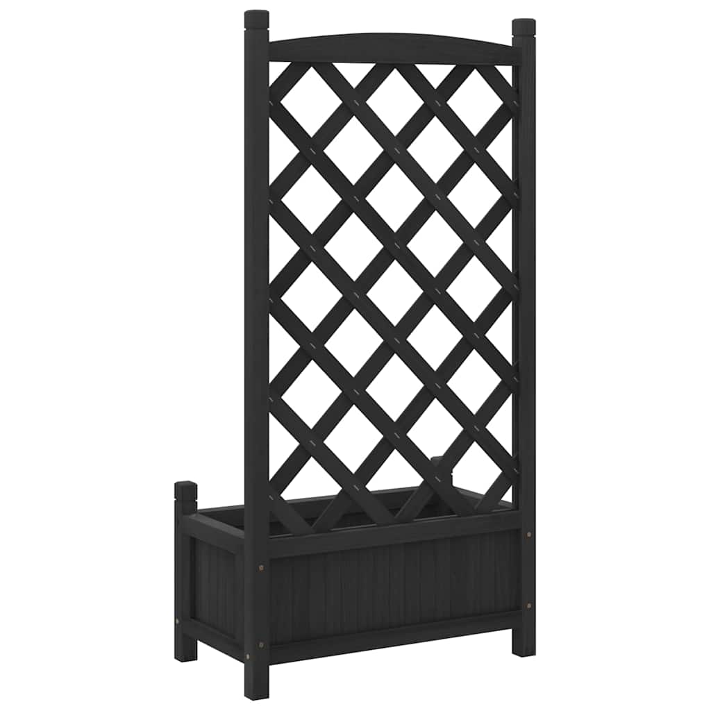 Jardinera Con Enrejado Negro 55x29,5x110 Cm Madera Maciza De Abeto_5