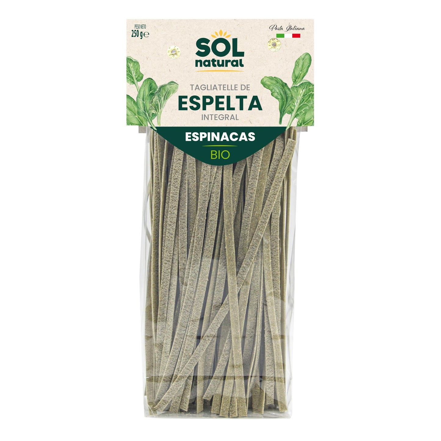 Tagliatelle de Espelta Integral con Espinacas BIO Sol Natural 250g