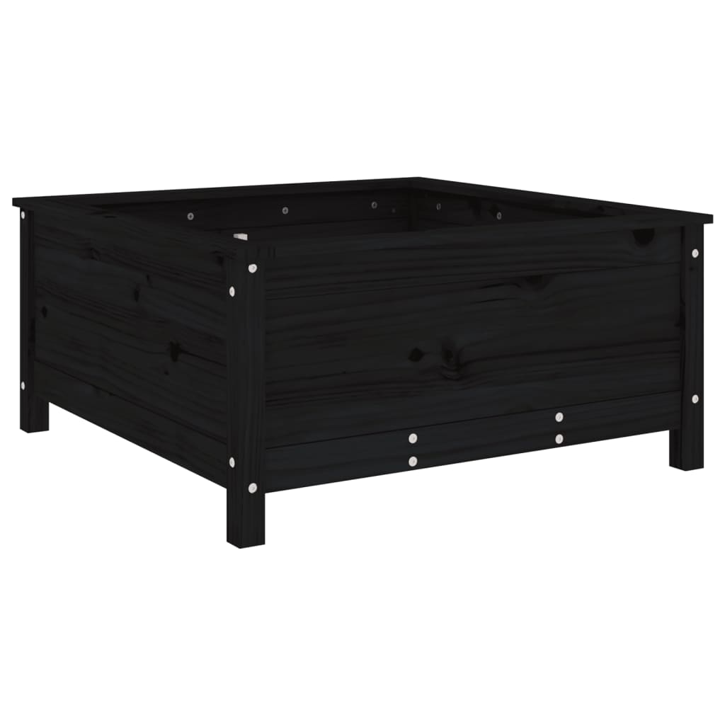 Jardinera Madera Maciza De Pino Negro 82,5x82,5x39 Cm_5