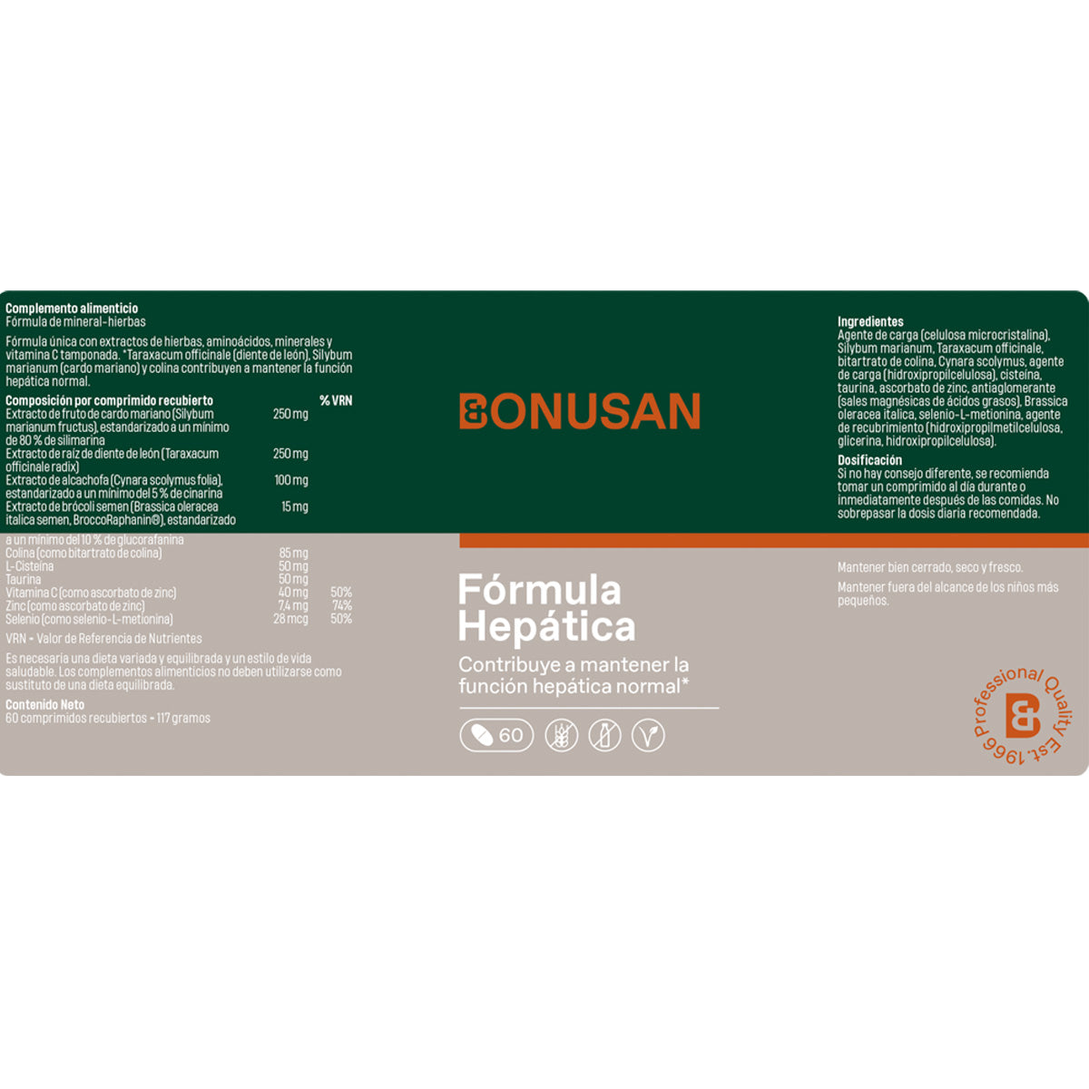 Fórmula Hepática Bonusan 60 comprimidos