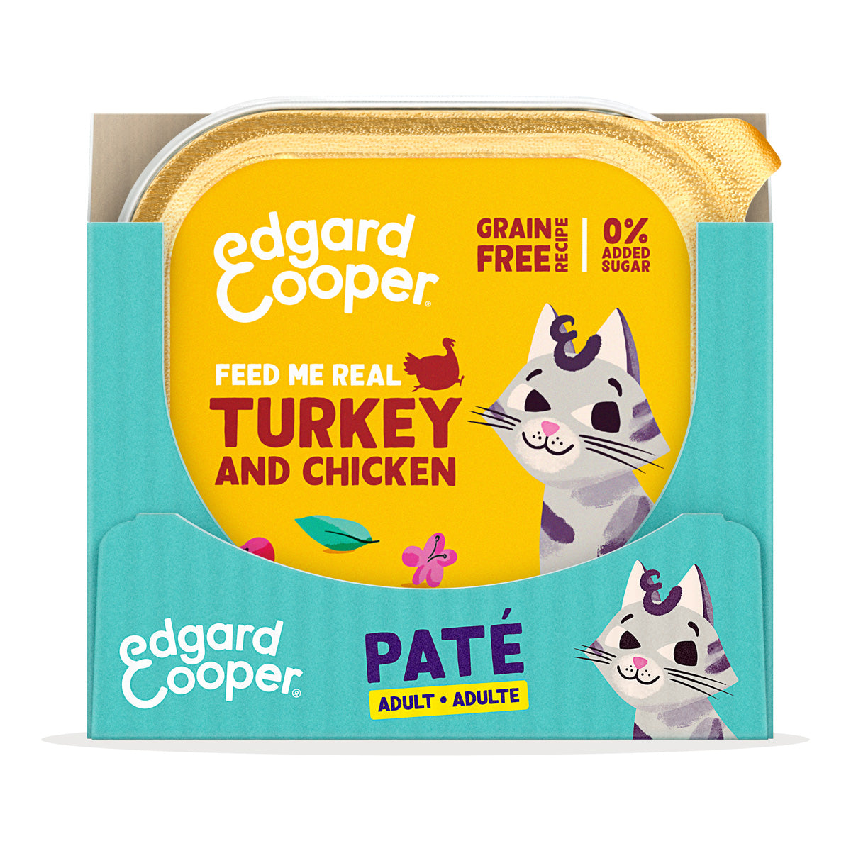 Comida húmeda gatos paté Tarrina Pavo y Pollo Edgard & Cooper 85 g