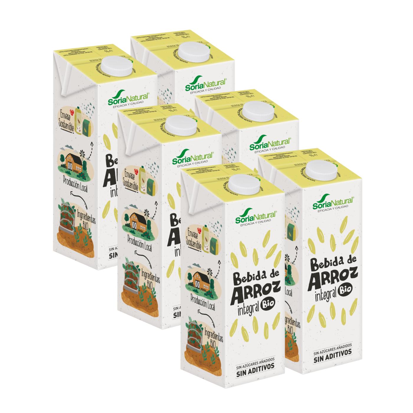 Pack 6 x  Bebida de Arroz Integral Soria Natural 1 L