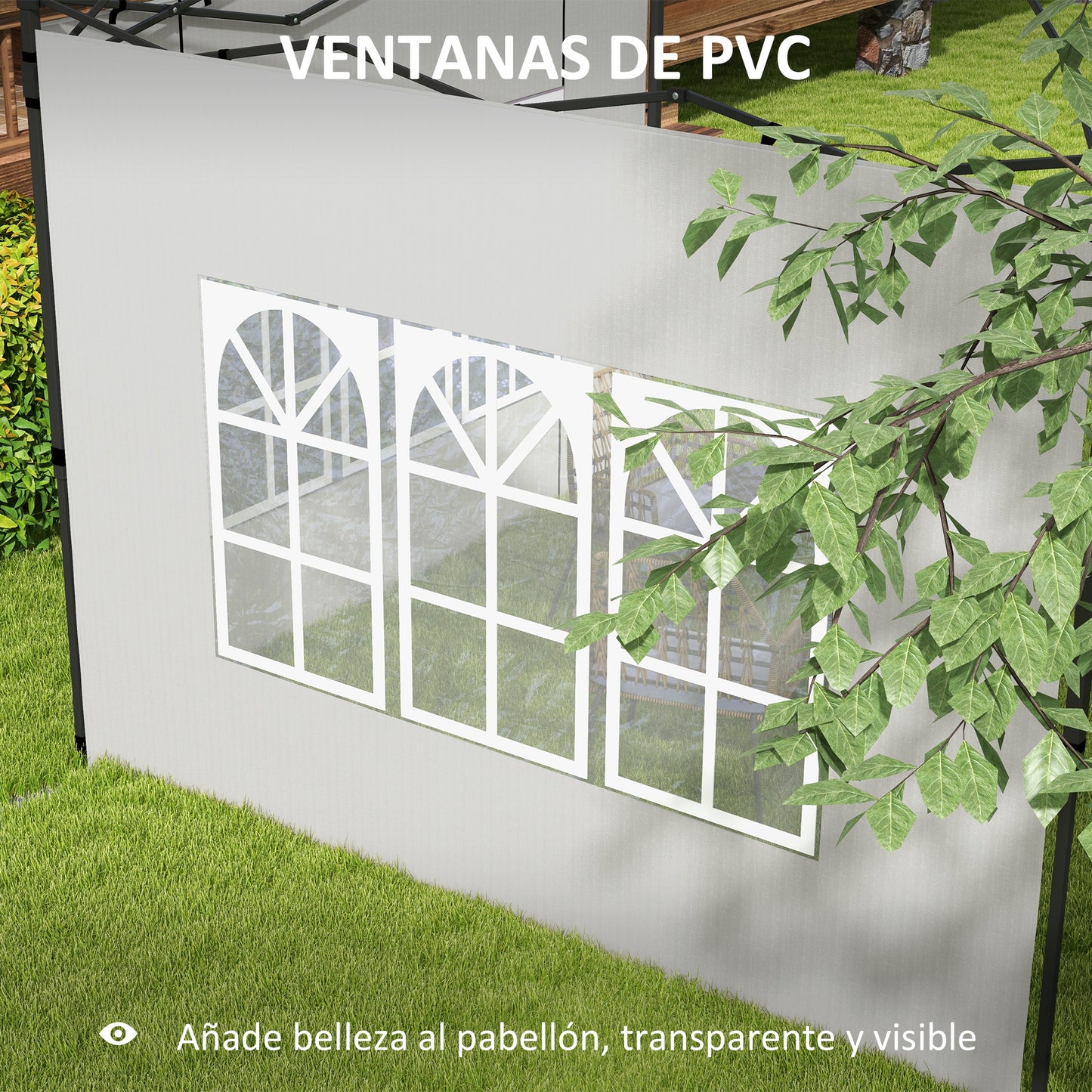 Outsunny Paredes Laterales Para Carpa 3x3 M Y 3x6 M 293x193 Cm Blanco_5
