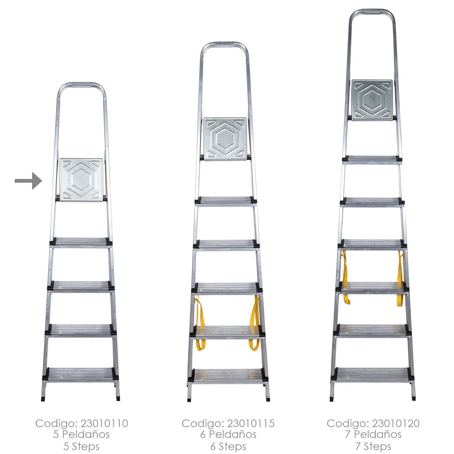 Escalera Doméstica Aluminio Profesional 5 Peldaños 12 Cm Grosor._3