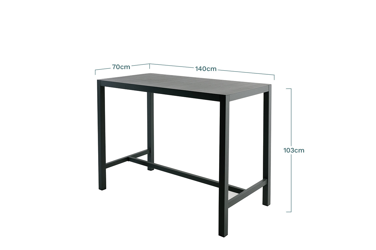 Mesa De Bar Rectangular De Aluminio Color Carbono 4 Personas - Mobiliario De Jardín_4