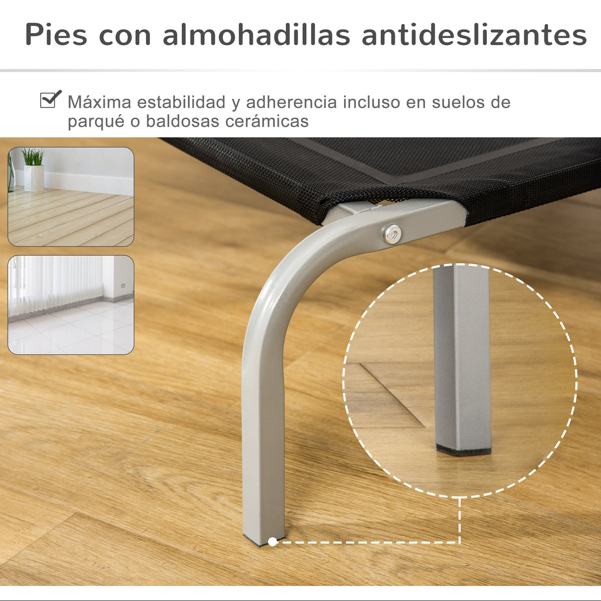 Pawhut Cama Elevada Perros Transpirable Para Interiores Y Exterior 90x65x20 Cm_5