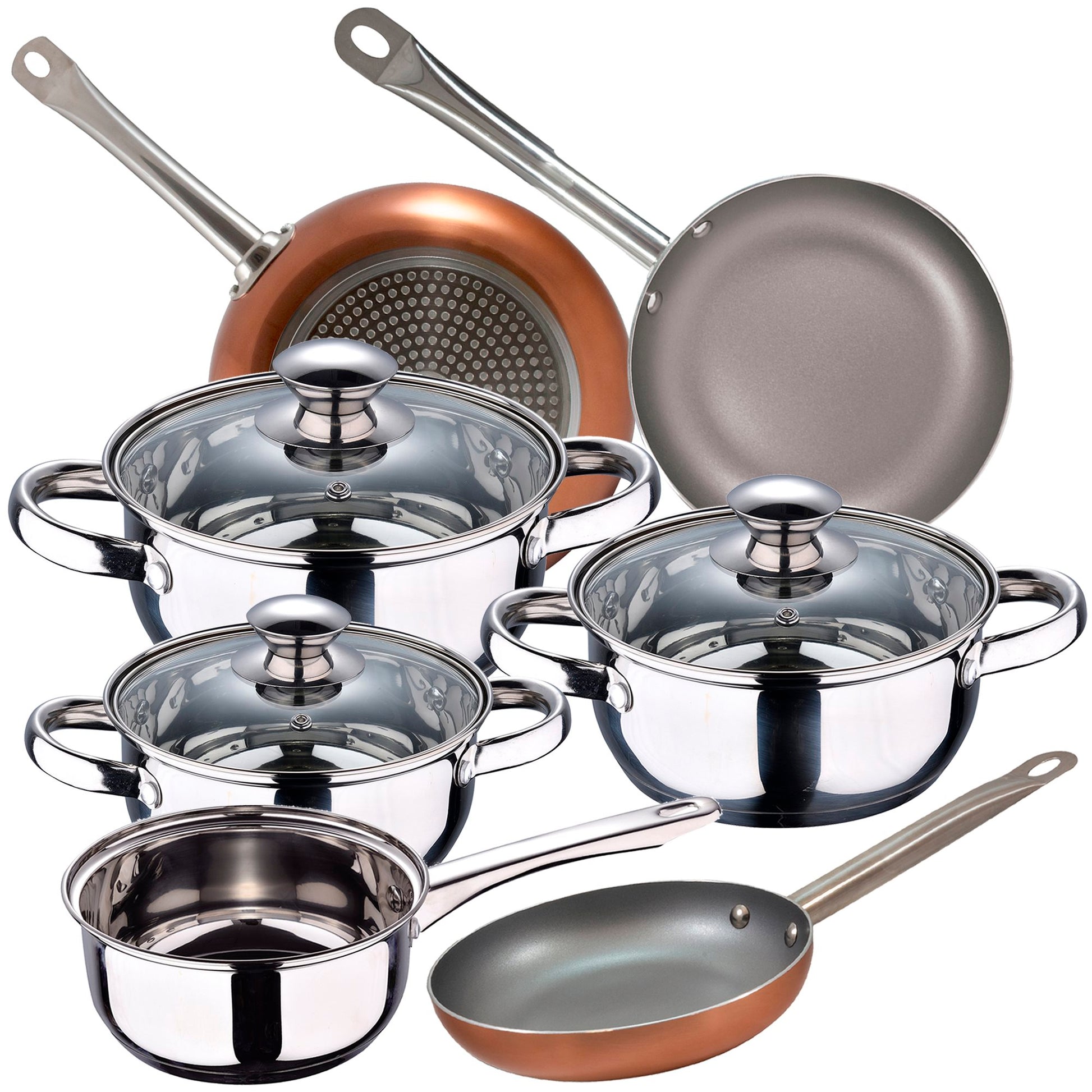 Bateria De Cocina 7 Piezas San Ignacio Faro De Acero Inoxidable Con Juego De Sartenes (18/22/26 Cm) San Ignacio Optimum Plus En Aluminio Prensado