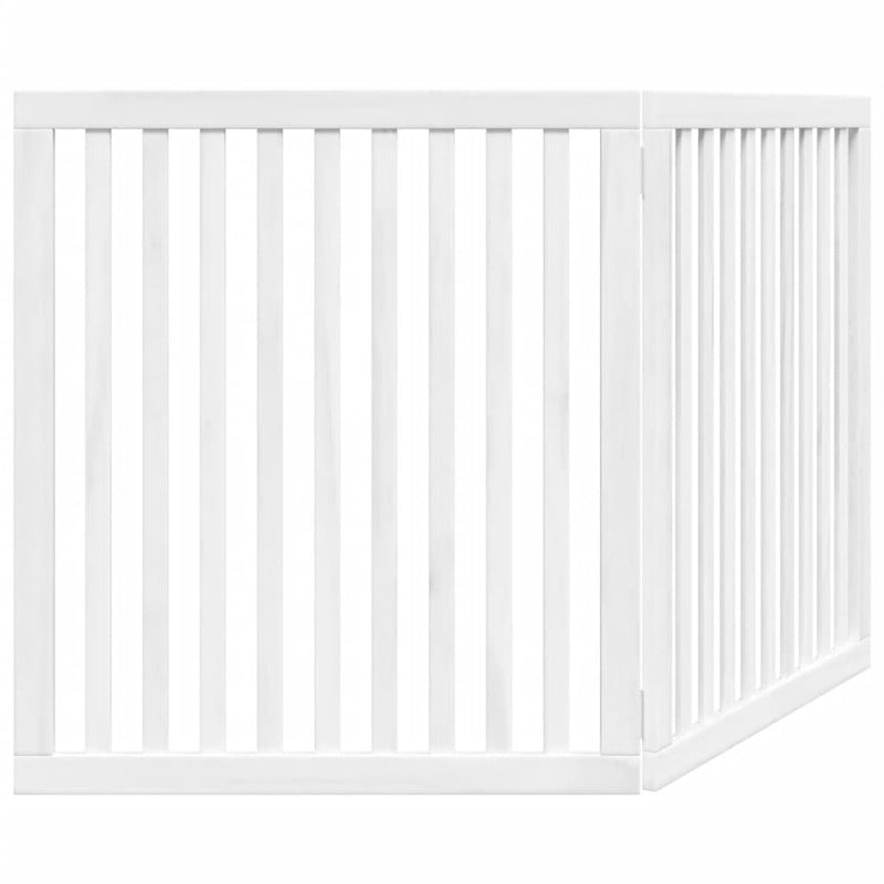 Vidaxl Puerta Para Perros Plegable 2 Paneles Madera Álamo Blanca 160cm_5