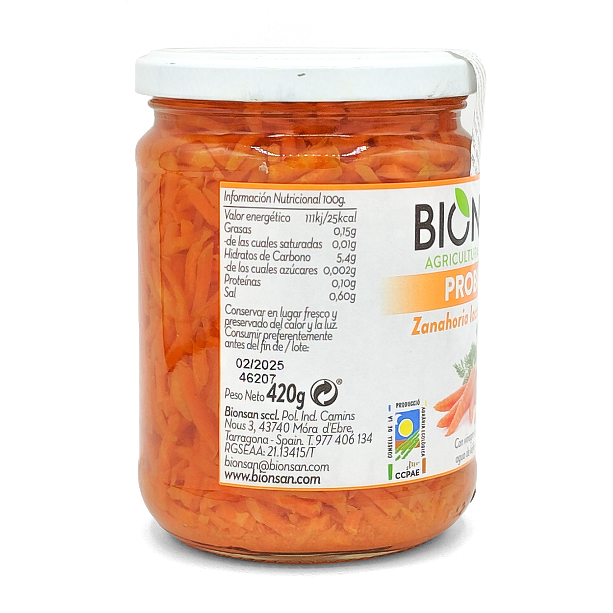 Zanahoria Fermentada Con Cúrcuma Ecológica 420gr