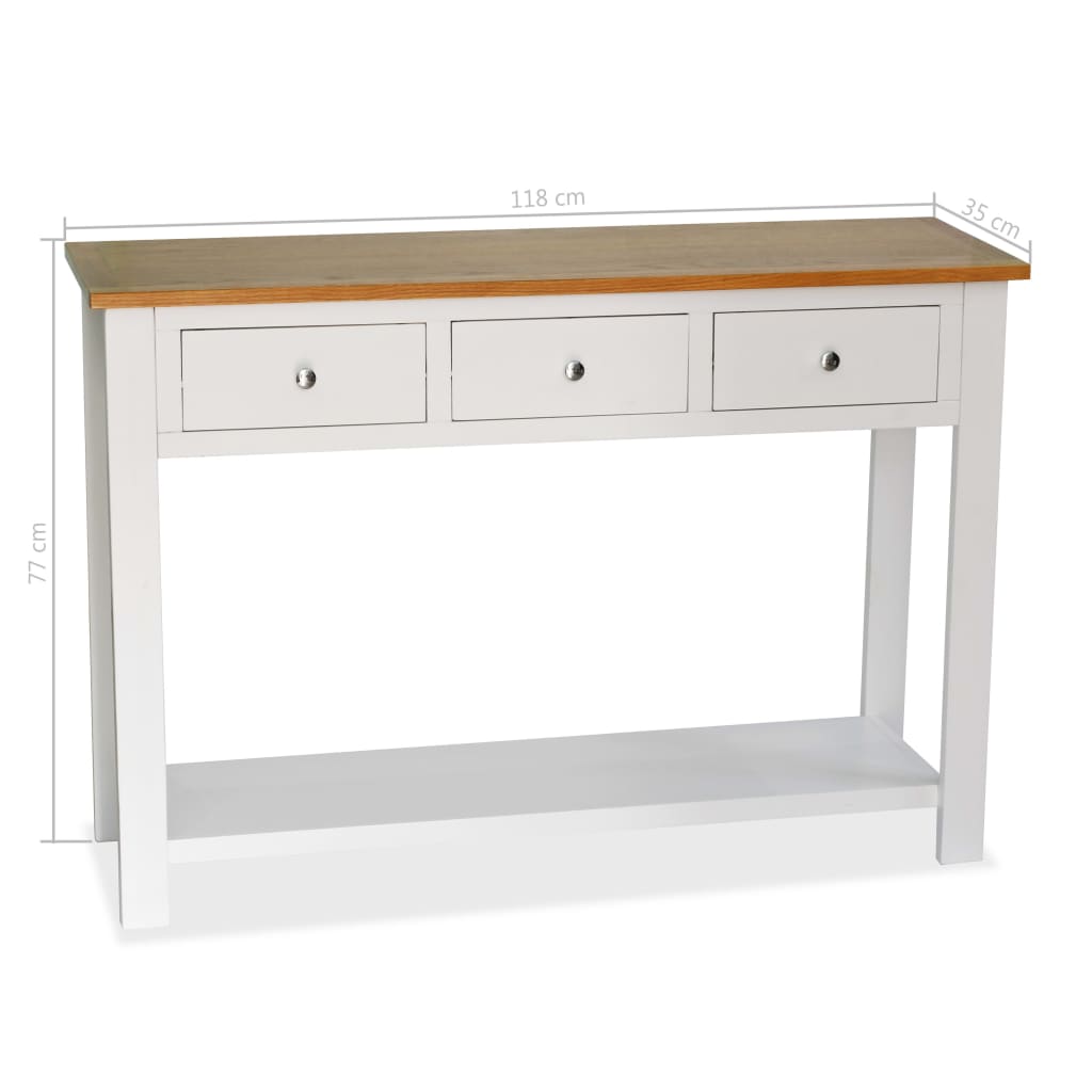 Mesa Consola De Madera De Roble Maciza 118x35x77 Cm_4