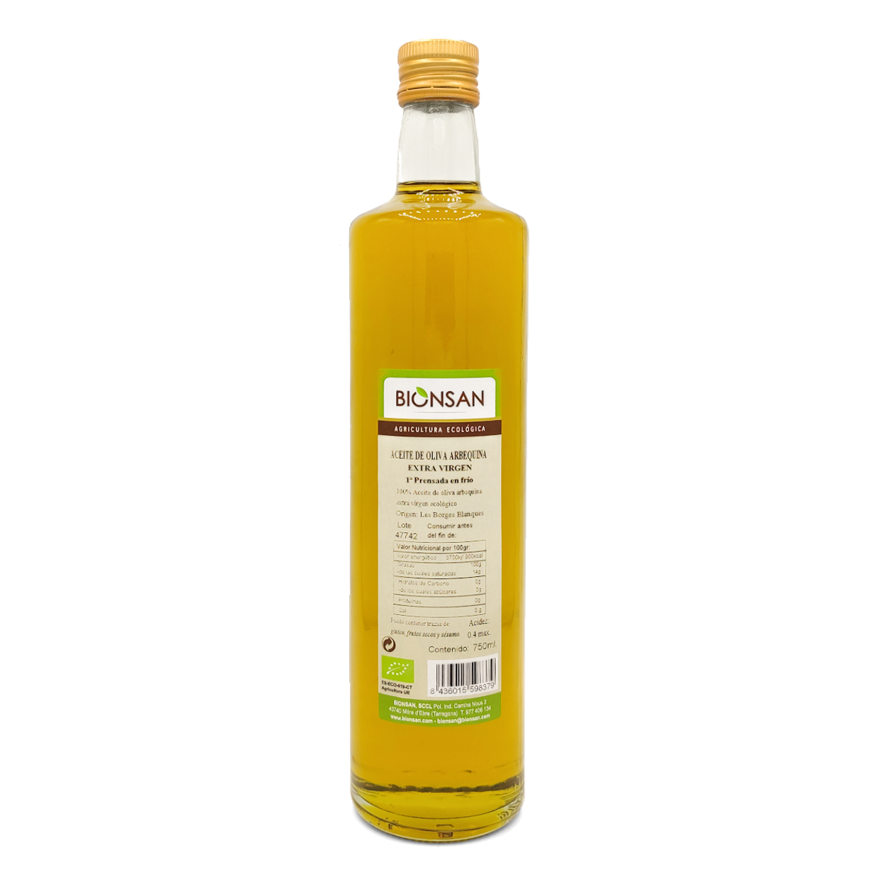 Aceite Oliva Arbequina Extra Virgen Eco Bionsan 750ml_0
