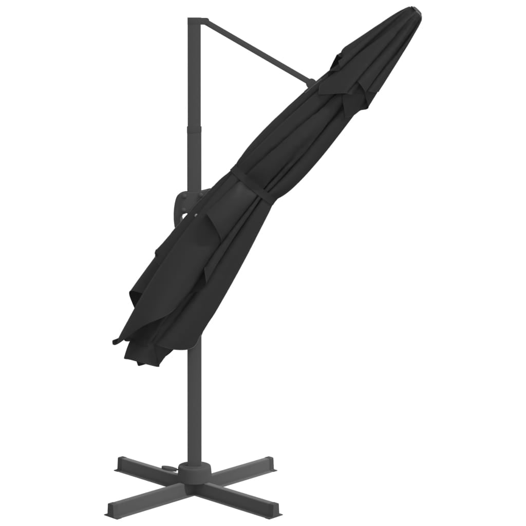 Vidaxl Sombrilla Colgante Con Poste De Aluminio Negro 300x300 Cm_4