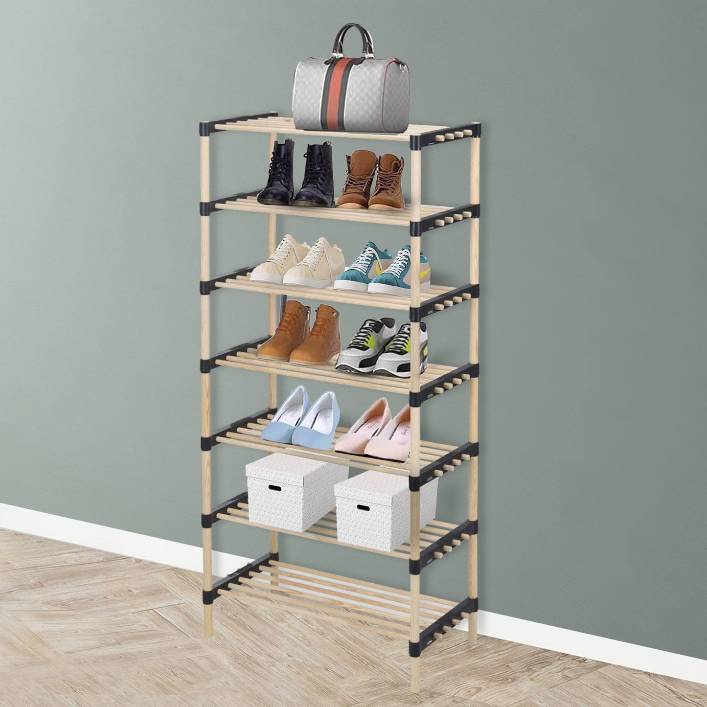 Well Home Zapatero De 7 Estantes En Madera Y Metal H.110cm