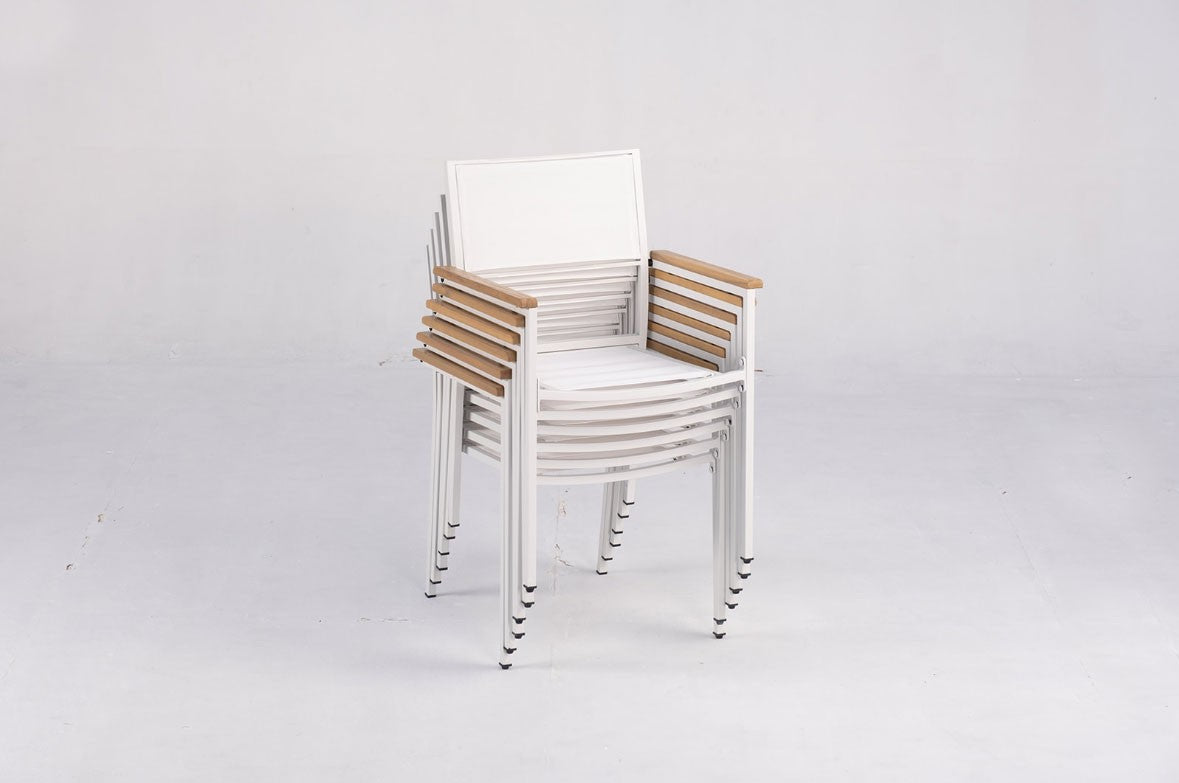 Muebles De Jardín Pack 6 Sillas Apilables Málaga Blanco Kiefergarden_1