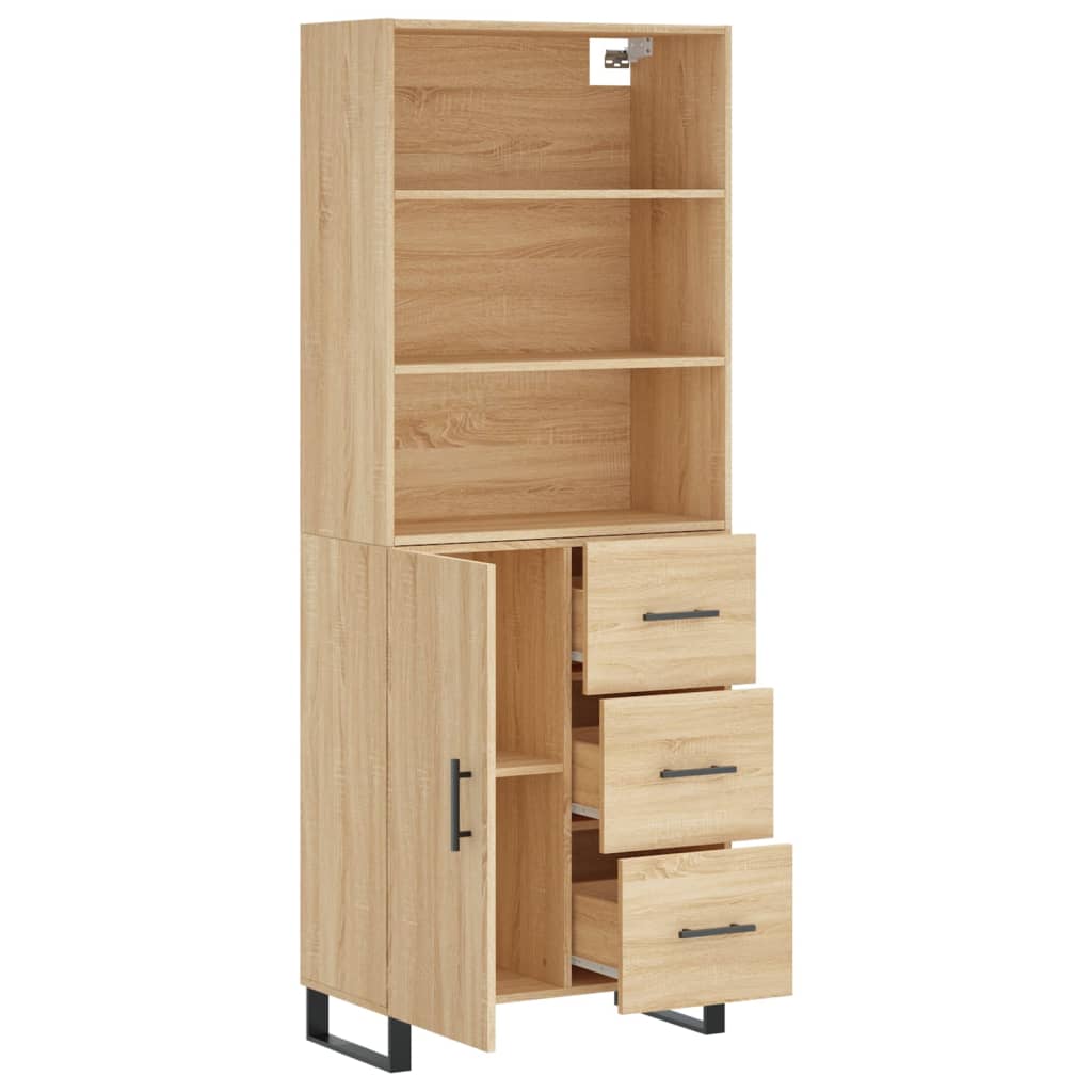 Aparador Alto Madera Contrachapada Color Roble 69,5x34x180 Cm_3