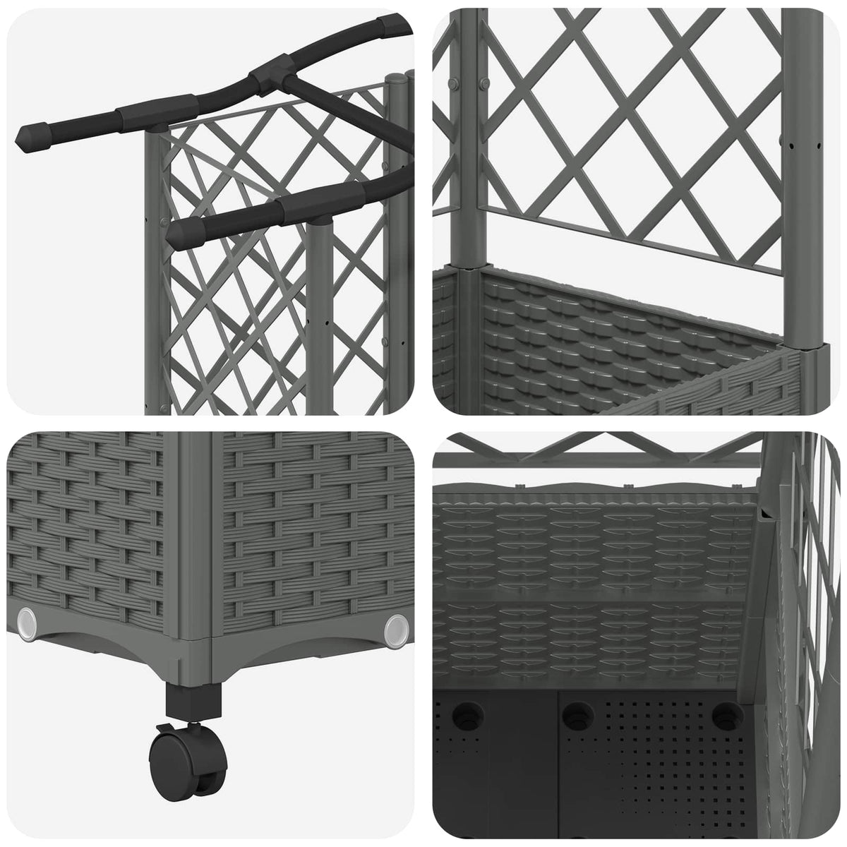 Cama Elevada Con Trellis Y Techo Gris Claro 122 X 40 X 144 Cm_5