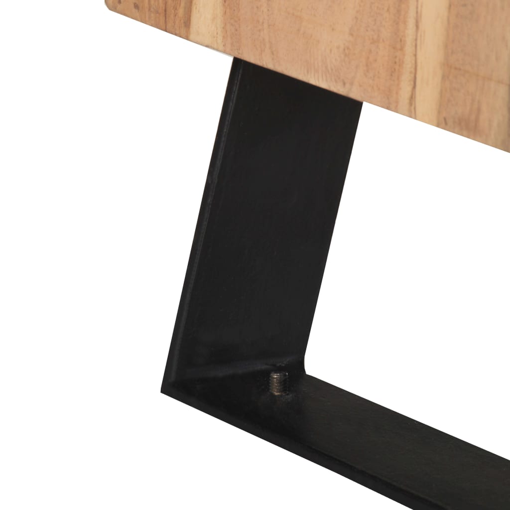 Mesita De Noche Madera Maciza Acacia Borde Natural 40x30x50 Cm_4