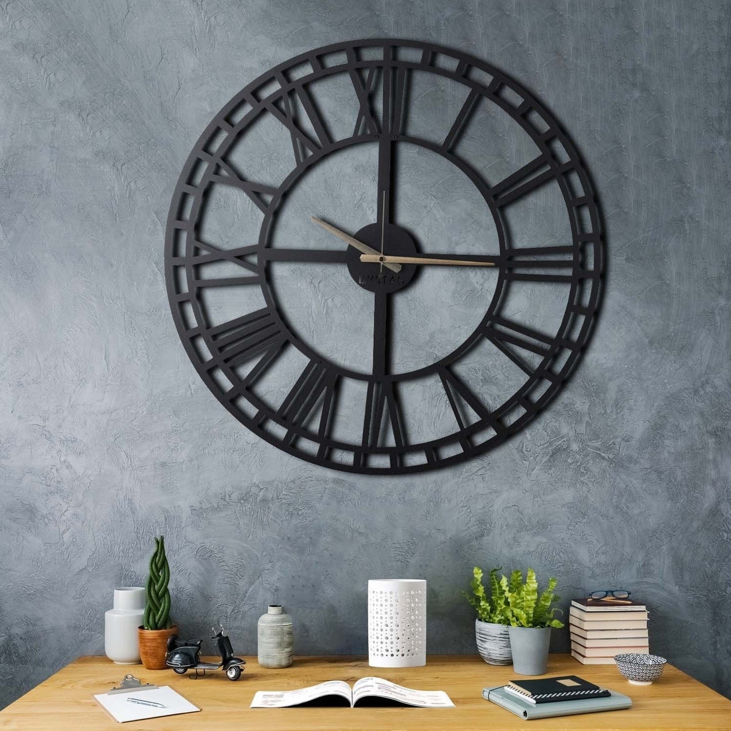 Reloj De Pared Metal Números Romanos 70x70_3