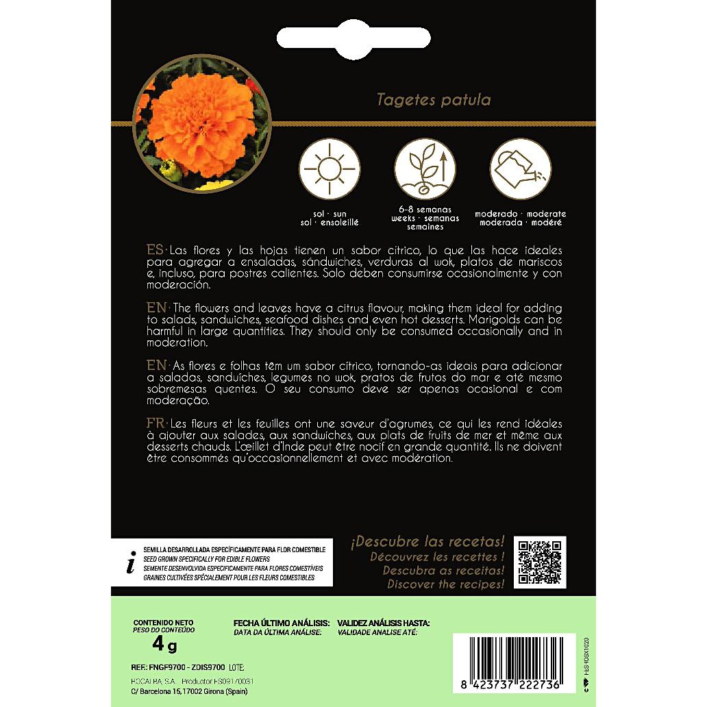 Semillas de flores comestibles de Tagete Rocalba