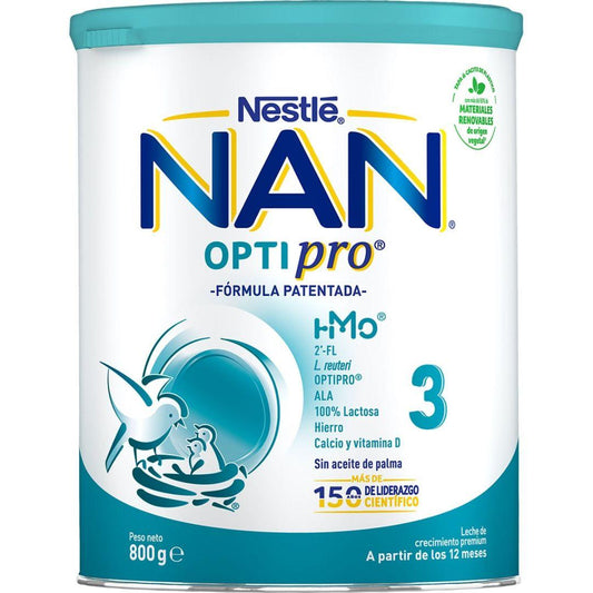 Nan Optipro 3 Leche de crecimiento a partir de 1 año Nestlé 800 g NAN OPTIPRO 3