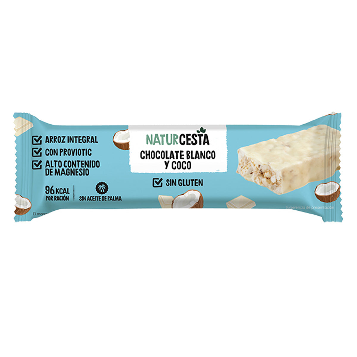 Barrita arroz chocolate blanco coco sin gluten 18 g
