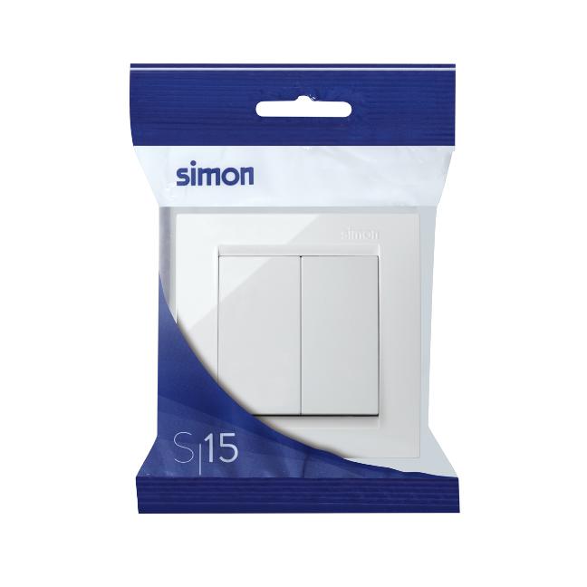 Simon 15 doble conmutador Blanco