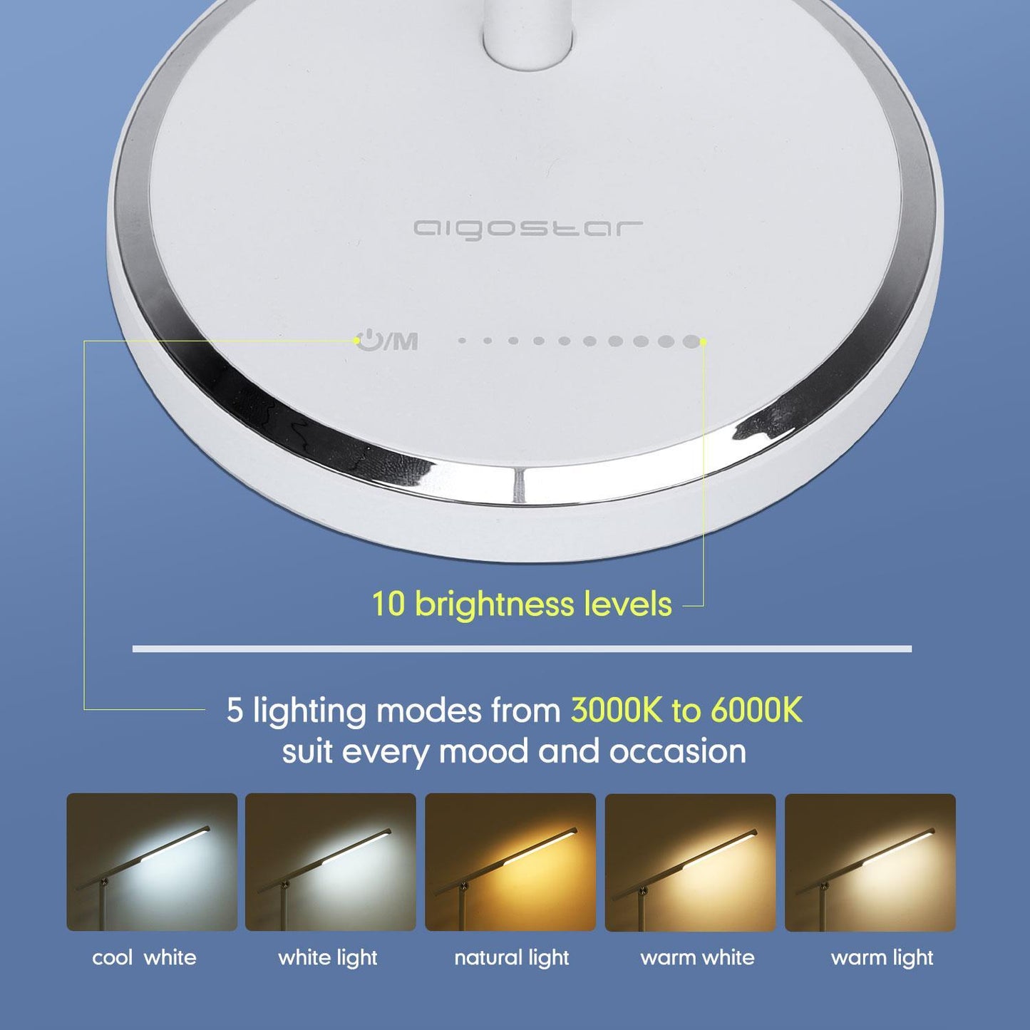 Flexo LED 8W Blanco 8W touch&stepless dimming con cargador USB