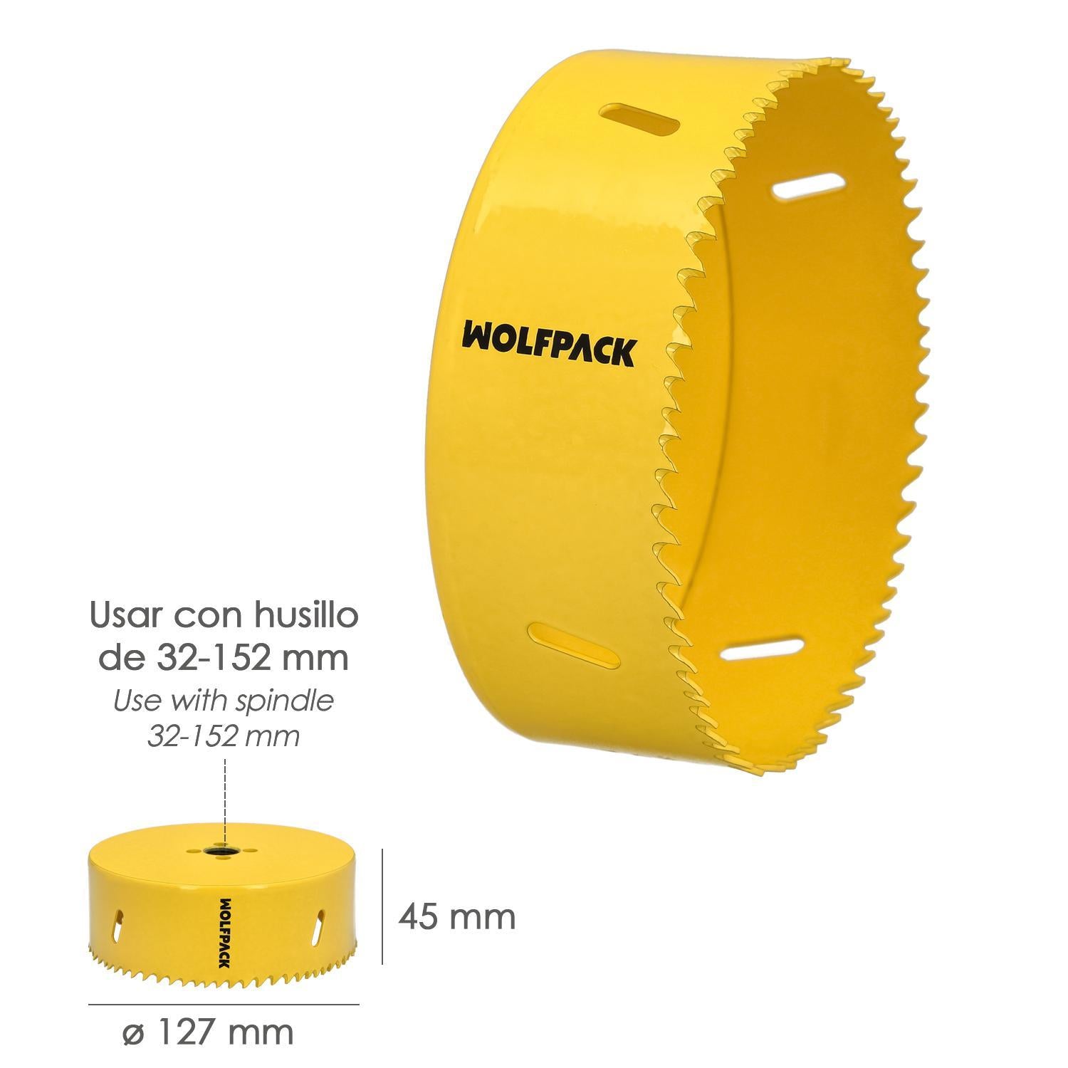 Corona Sierra Bimetal Ø 127 Mm. Templado Termico, Base Reforzada. Corona Madera, Broca Agujeros Madera, Acero, Hierro, Plasticos