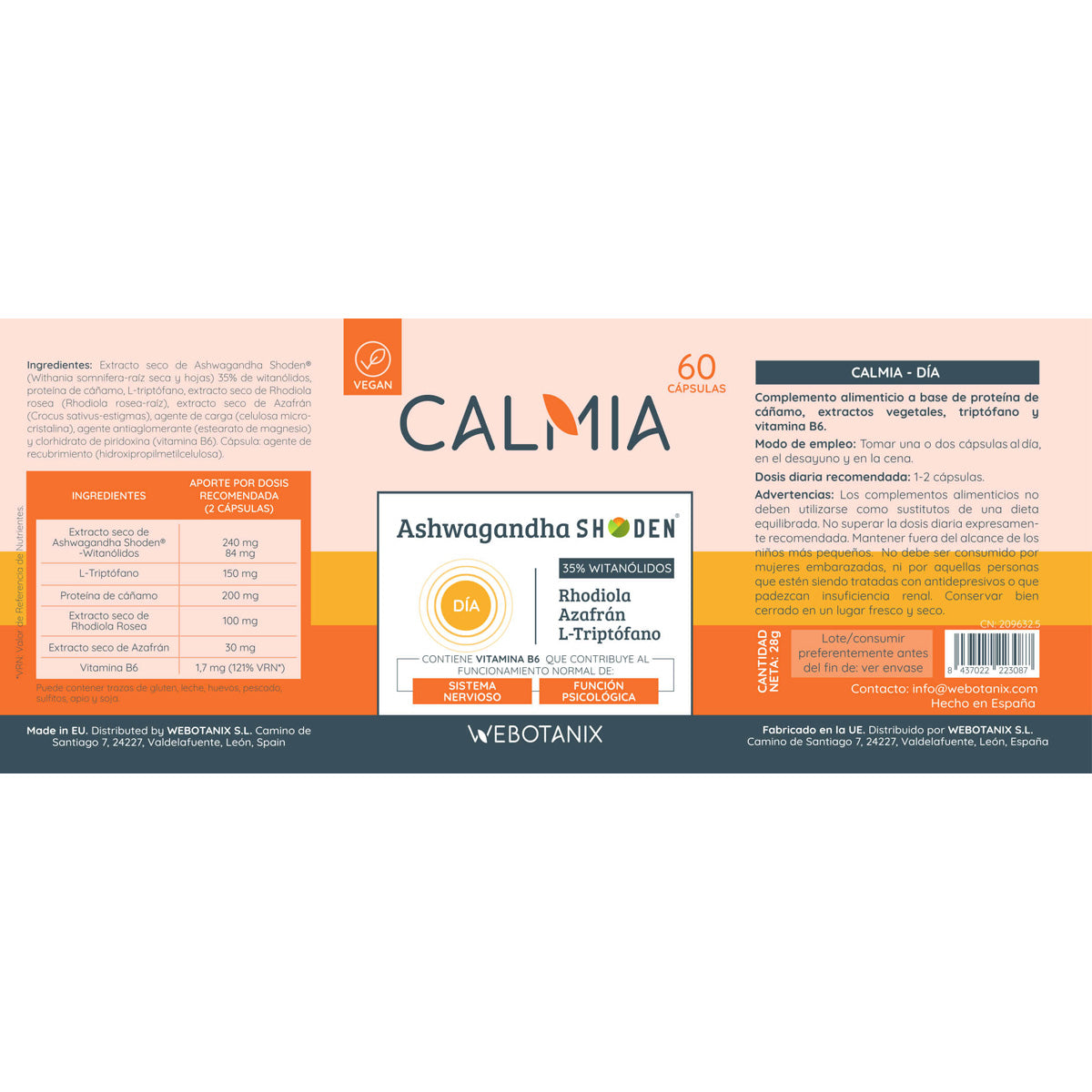 Ashwaganda Shoden Calmia Día 60 cápsulas WeBotanix