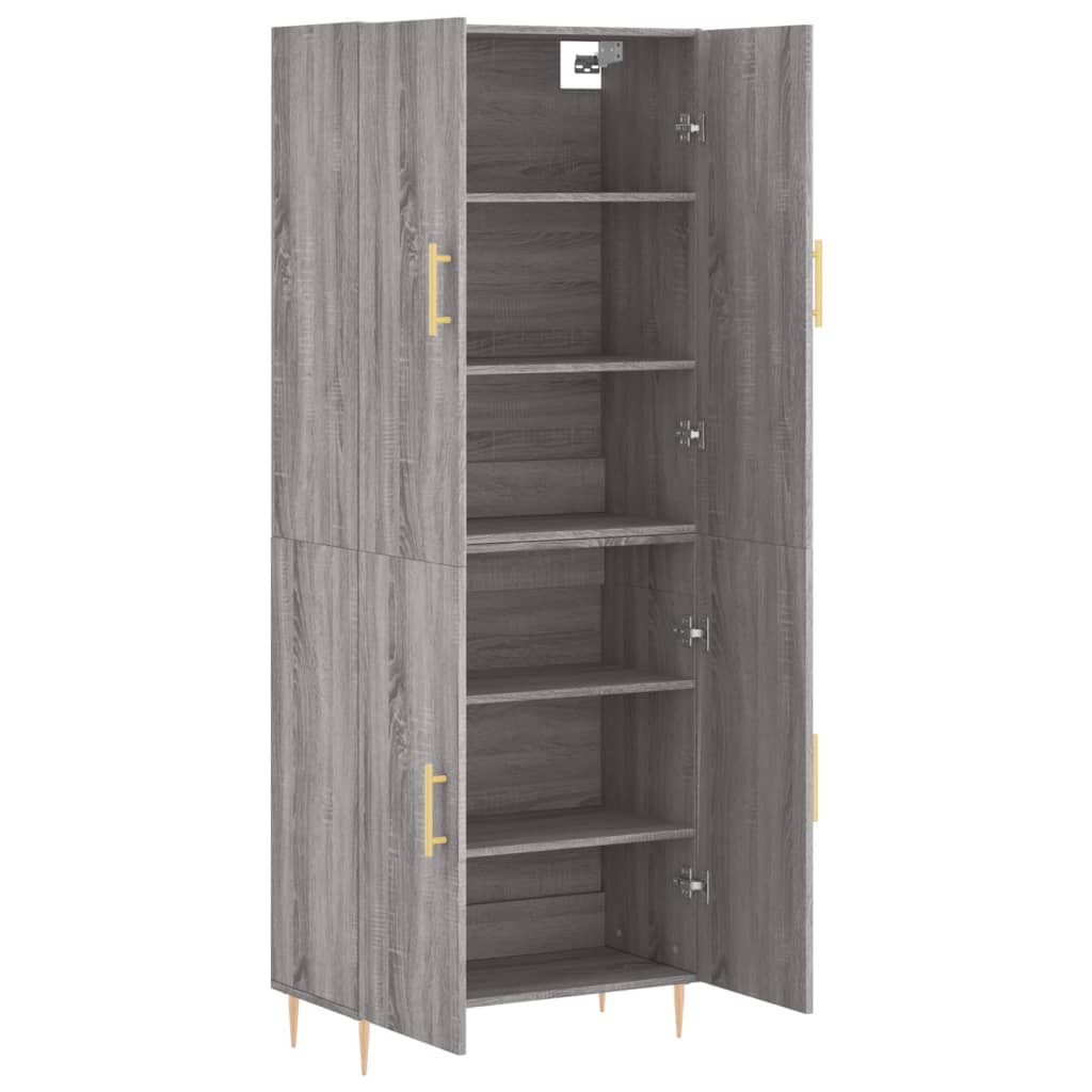 Aparador Alto Madera Contrachapada Gris Sonoma 69,5x34x180 Cm_3