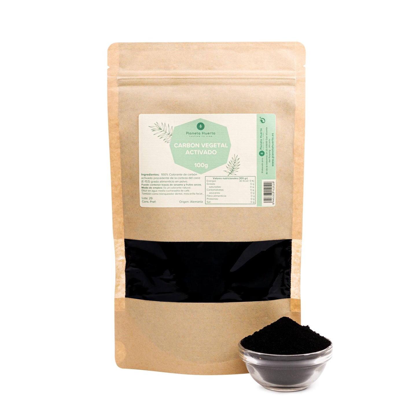Carbón activado vegetal en polvo Planeta Huerto 100 gr