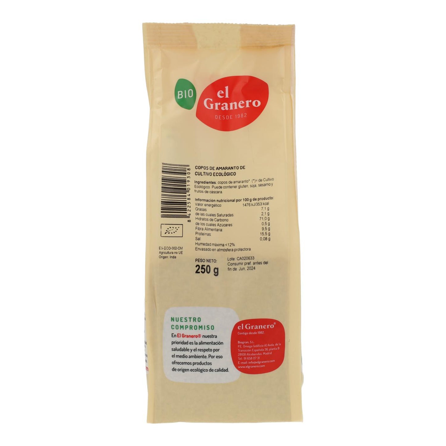 Copos de Amaranto Bio El Granero 250 g