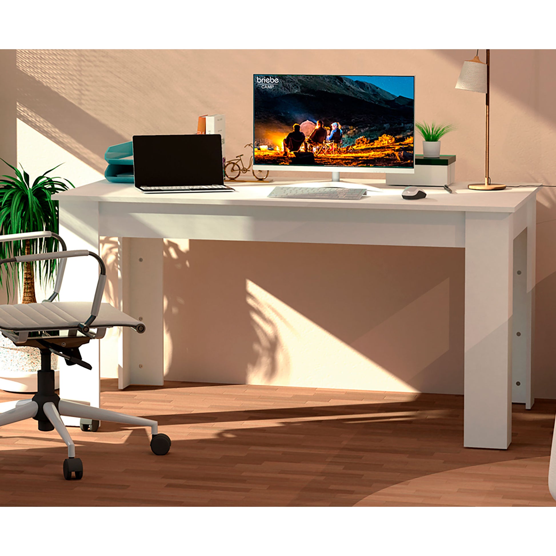 Mesa Comedor Madera, Salón O Cocina Para 4 - 6 Personas 77x140x80 Cm, Muebles Diseño Moderno, Briebe, Opal, Blanco