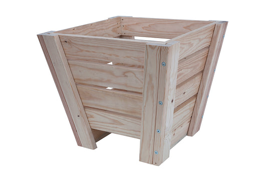 Macetero Abril Abierto De Madera Natural De 60 X 60 X 52 Cm 10° 90l + Bolsa Geotextil, Ideal Para Interior..