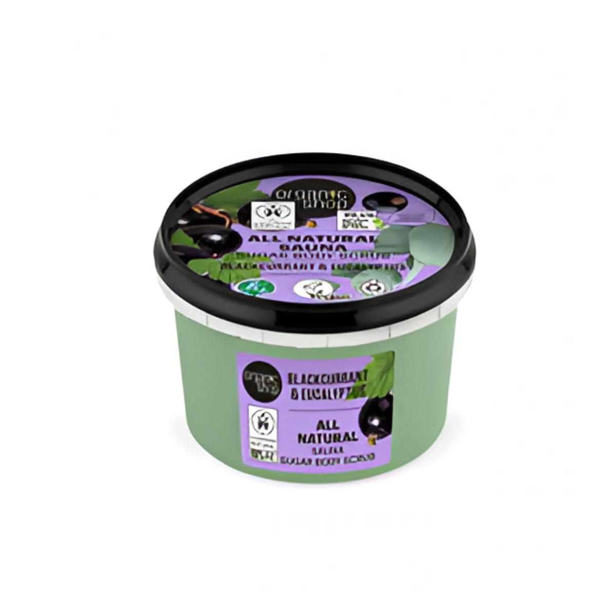 Exfoliante corporal de azúcar «Grosella negra y eucalipto» con efecto sauna, Organic Shop 250 ml