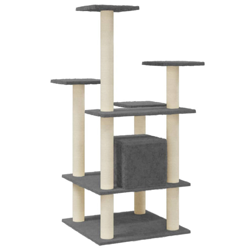 Vidaxl Rascador Para Gatos Con Postes De Sisal Gris Oscuro 110 Cm_5