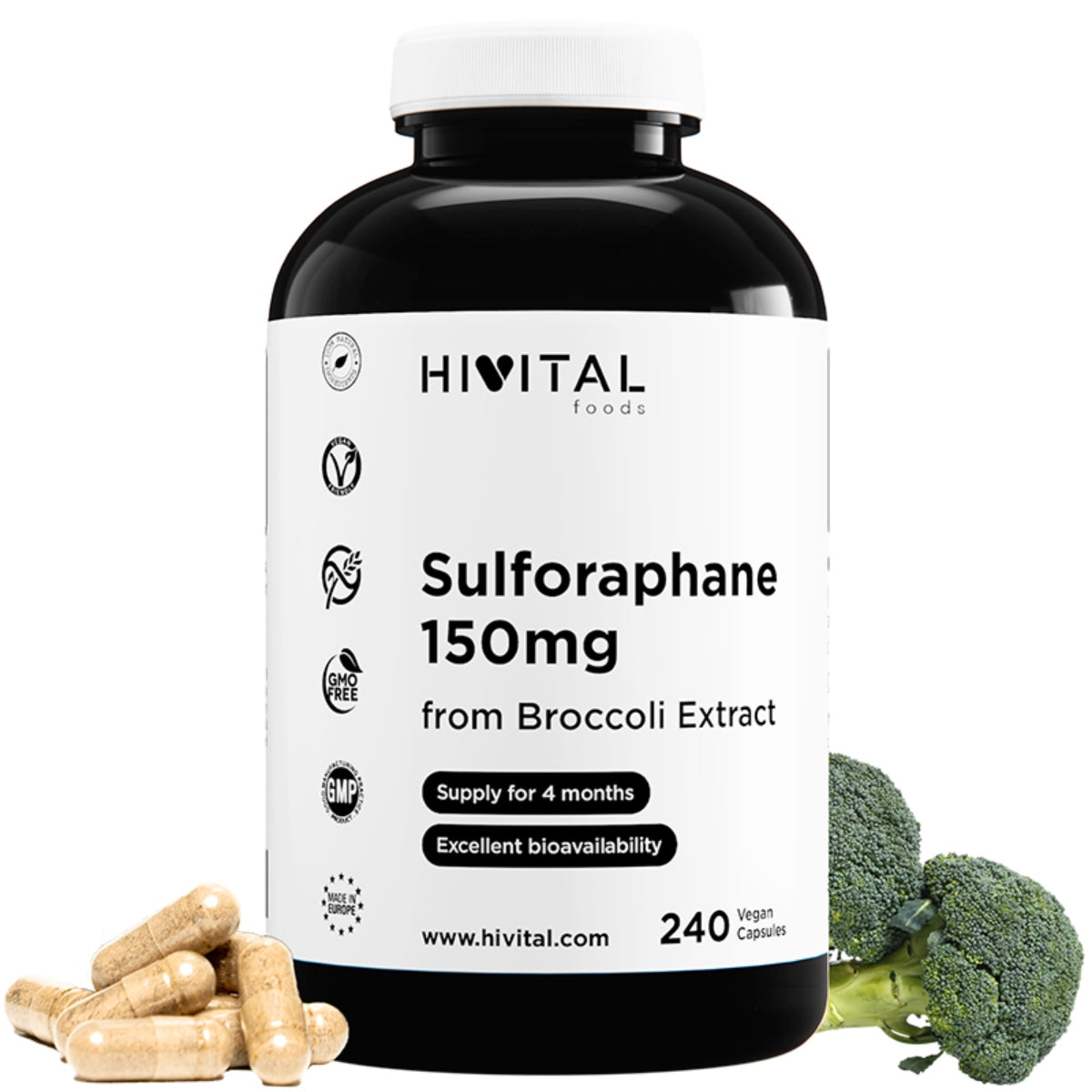 Sulforafano 150 mg Hivital 240 cápsulas veganas