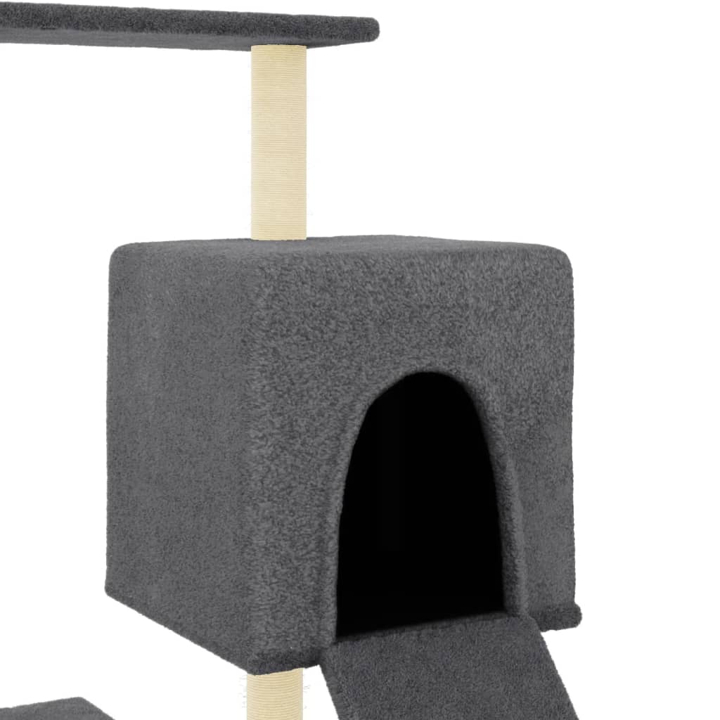 Rascador Para Gatos Con Postes De Sisal Gris Oscuro 130,5 Cm_5