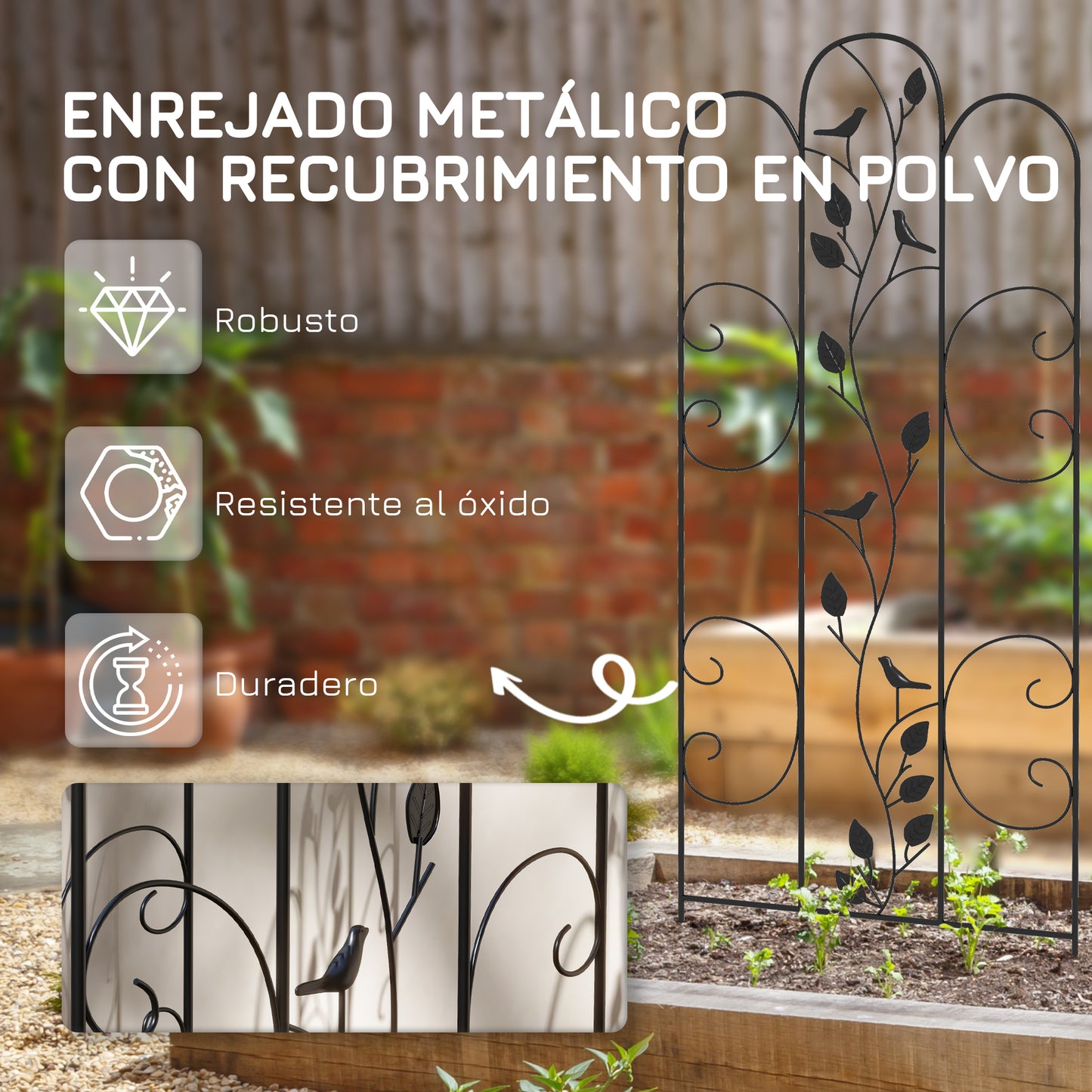 Outsunny Juego De 4 Enrejados De Jardín Con Marco De Acero 40x106 Cm Negro_5