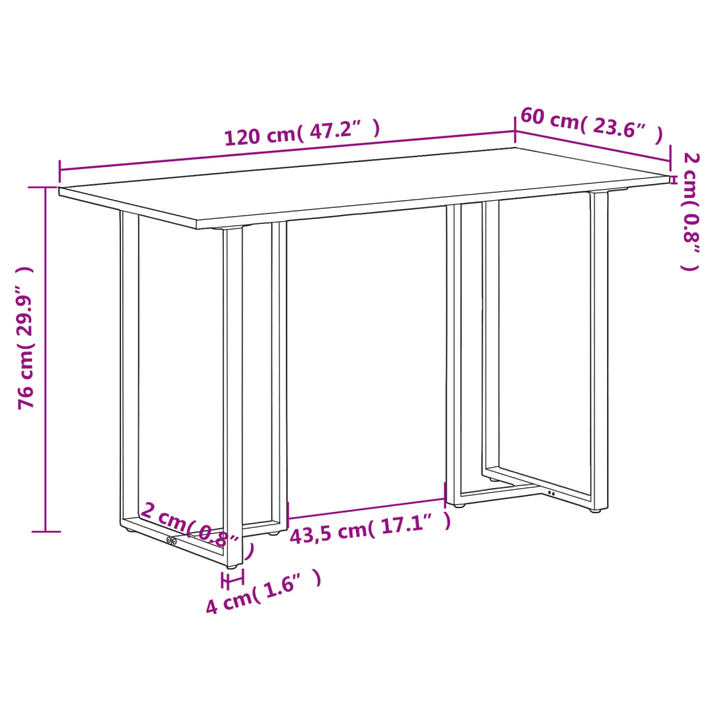 Mesa De Comedor De Madera Maciza Reciclada 120 Cm_4