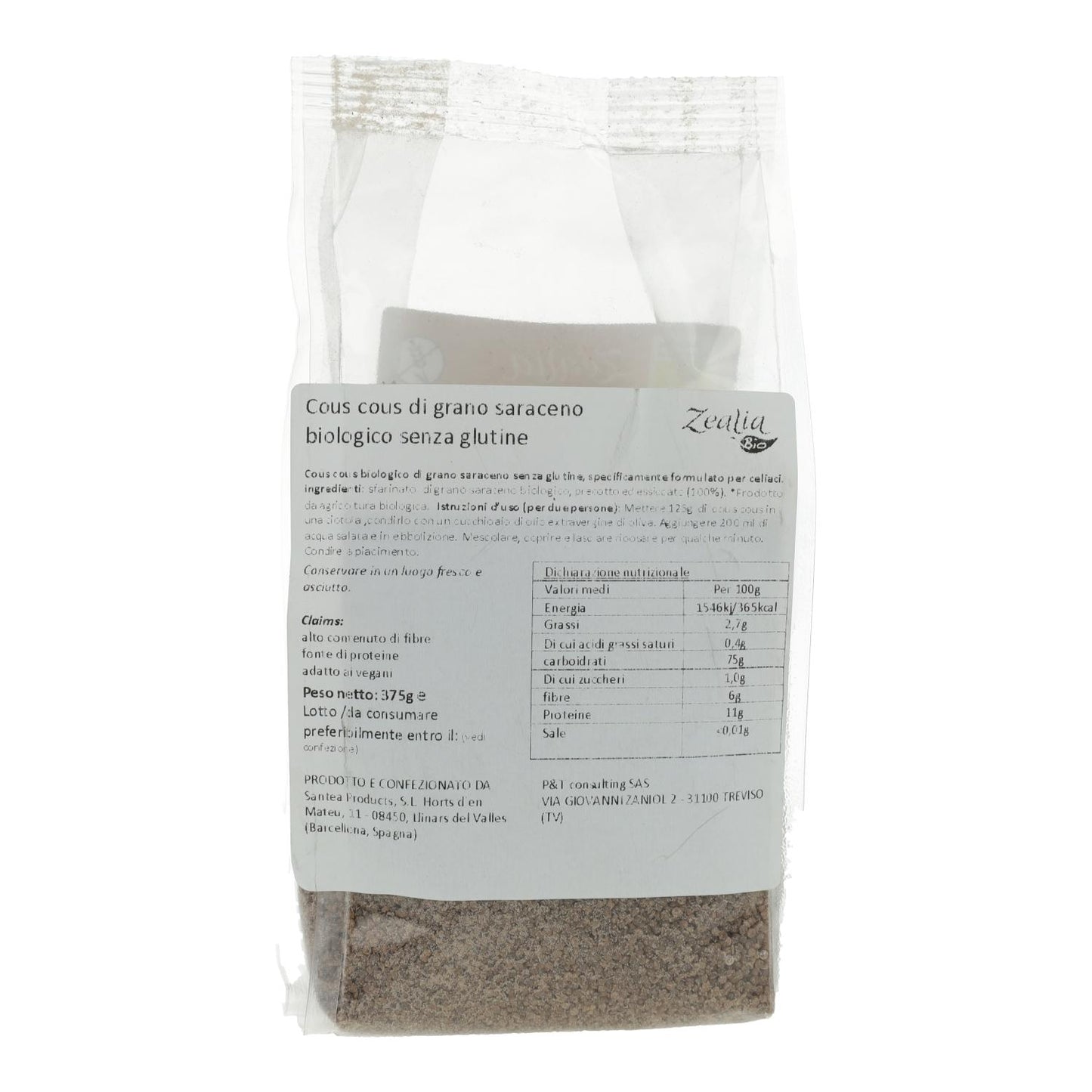 Cous cous Trigo Sarraceno BIO Sin Gluten Zealia 375 gr