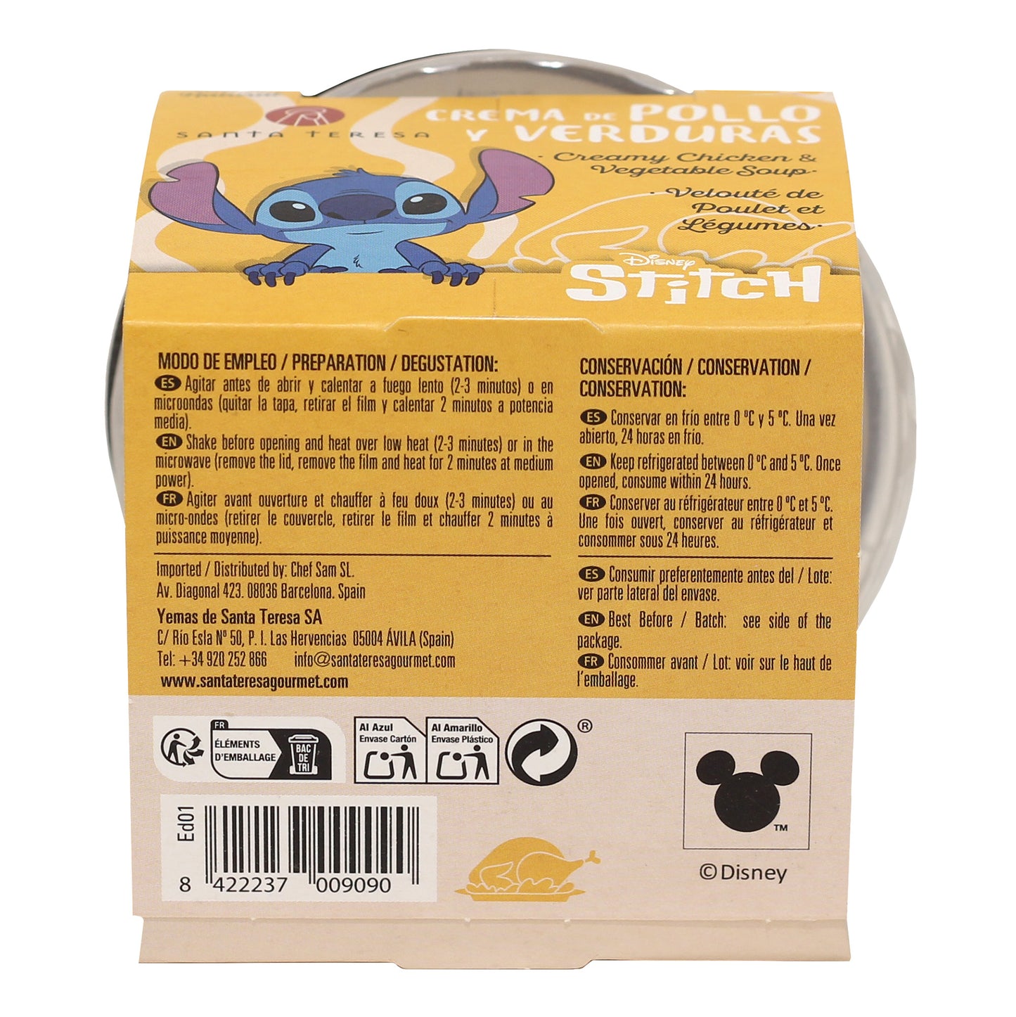 Santa Teresa - Crema De Pollo Y Verduras Disney. Con Aceite De Oliva Virgen Extra. Sin Conservantes. 280g