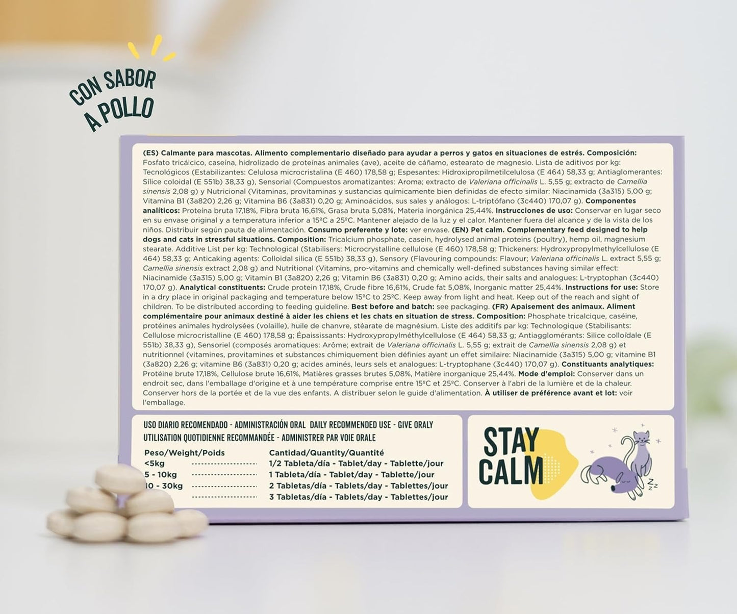 Wolf Belly Stay Calm Calmante Perros y Gatos sabor pollo 30 comp