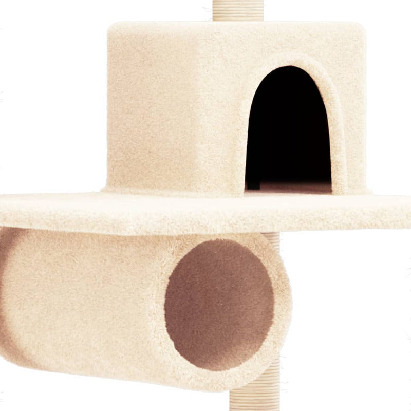 Vidaxl Rascador Para Gatos Con Postes De Sisal Color Crema 168 Cm_5