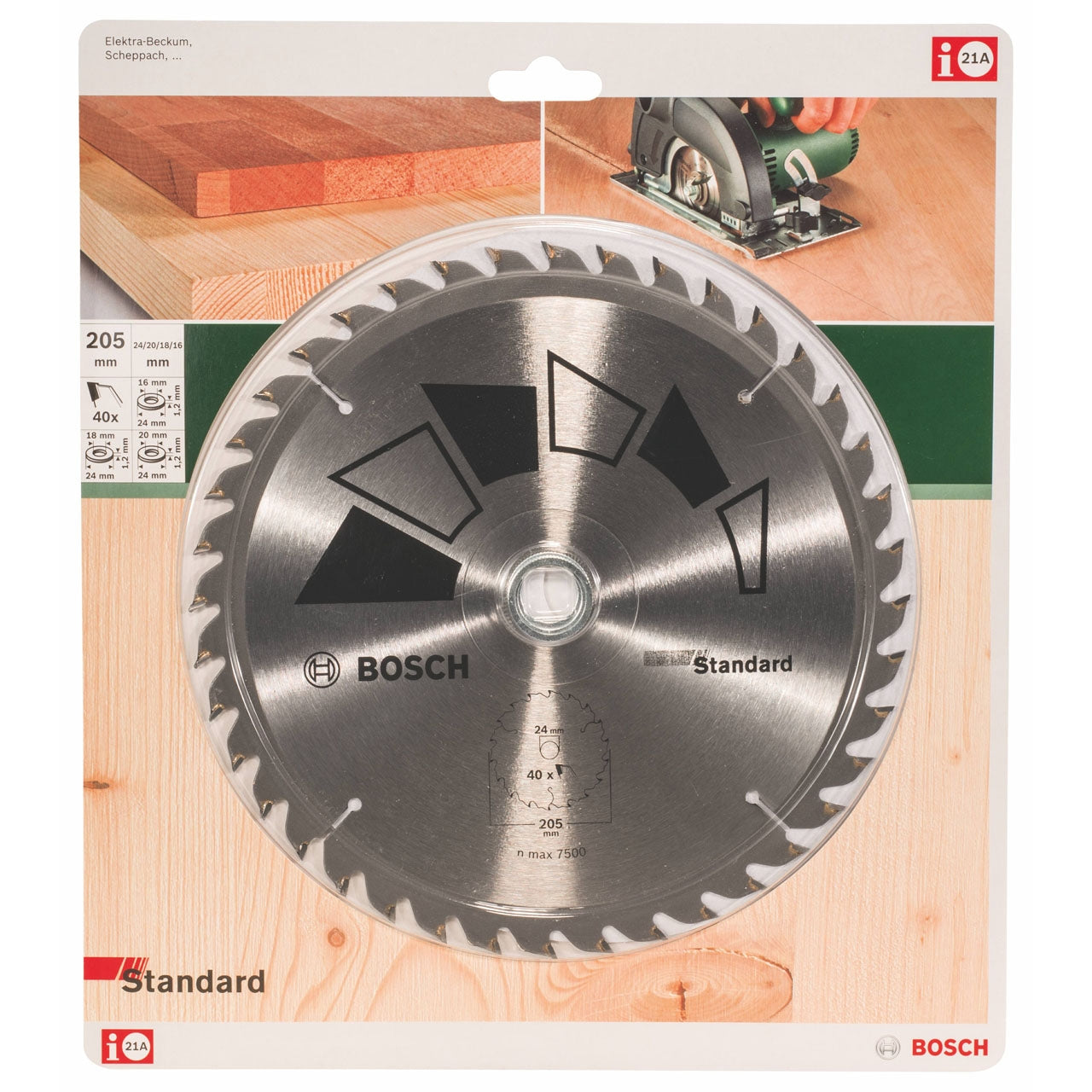 Disco estándar Bosch para sierra circular 205 x 16/18/20/24 mm 40 dientes