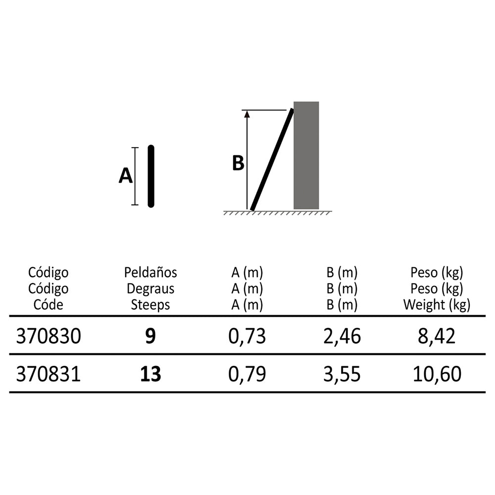 Escalera Profesional Telescópica - 9 Peldaños - 2,45 M_1