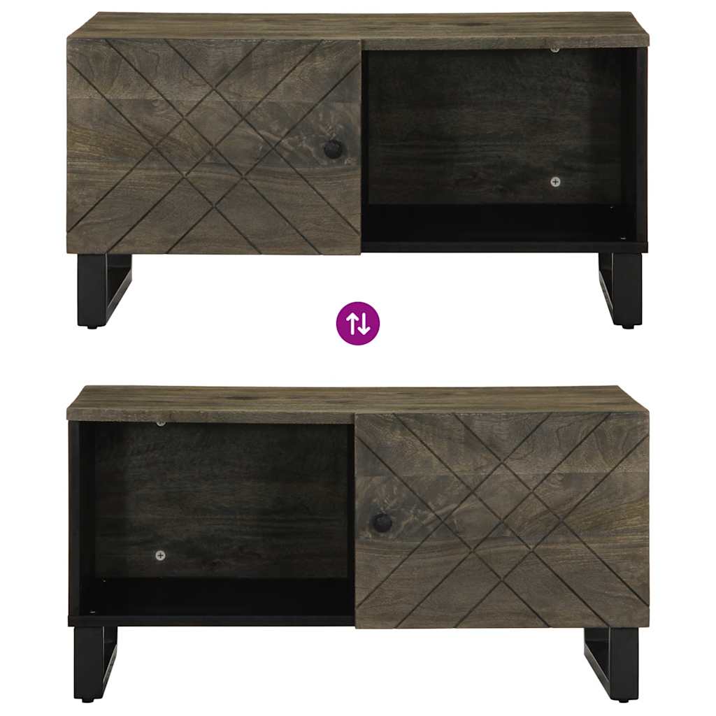 Mesa De Centro Madera Maciza De Mango Negra 80x50x40 Cm_4