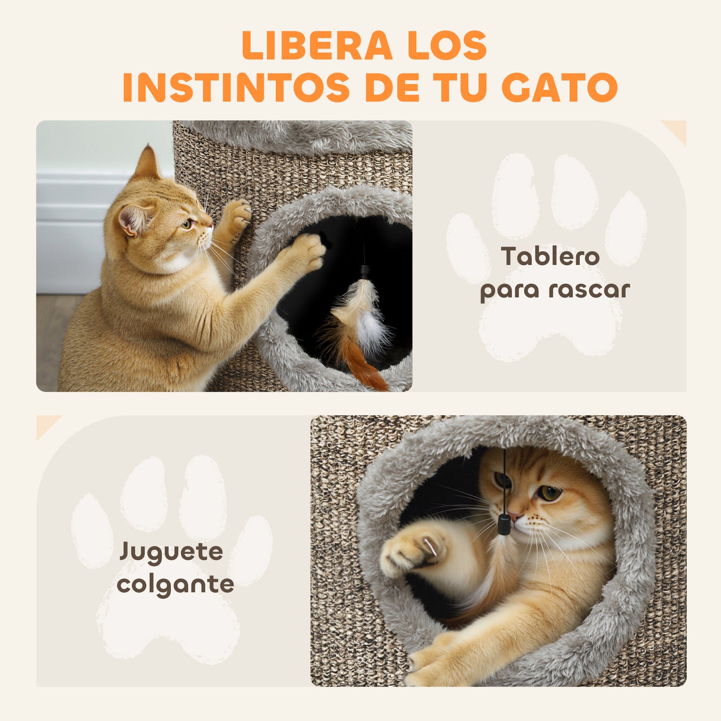 Pawhut Casa Para Gatos 3 En 1 Taburete Reposapiés 36x36x38 Cm Gris_5